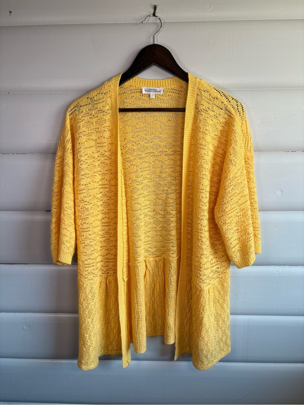 Northern Reflections Yellow Open Knit Long Cardigan Large